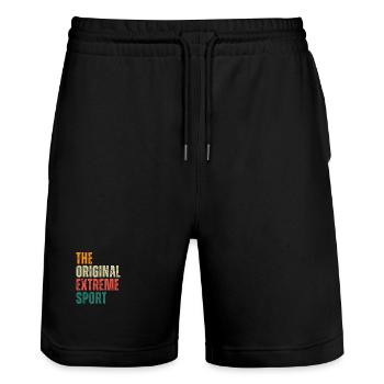 LE SPORT EXTRÊME ORIGINAL Sports Logging - Short de jogging bio TRAINER Stanley/Stella unisexe - noir - Devant - Nik (191cm) & Marisol (170cm)