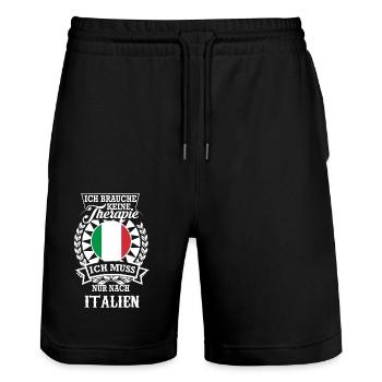 Italien statt Therapie – Dein Reiseziel - Stanley/Stella Unisex Bio Joggingshorts Trainer  - Schwarz - Vorne - Nik (191cm) & Marisol (170cm)