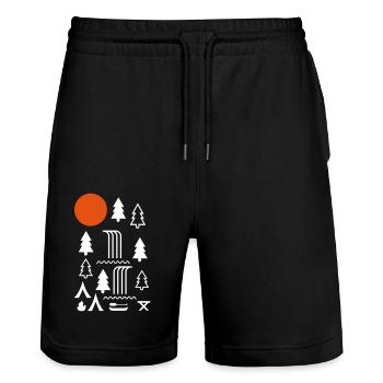 Camping - Stanley/Stella Trainer Unisex Organic Jogging Shorts - black - Front - Nik (191cm) & Marisol (170cm)