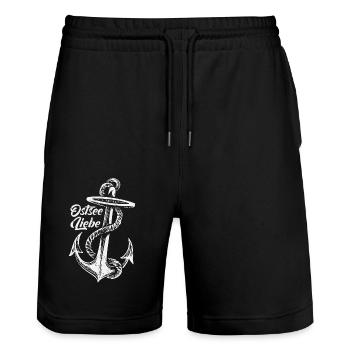 Ostsee Liebe Anker used-look vintage - Stanley/Stella Unisex Bio Joggingshorts Trainer  - Schwarz - Vorne - Nik (191cm) & Marisol (170cm)
