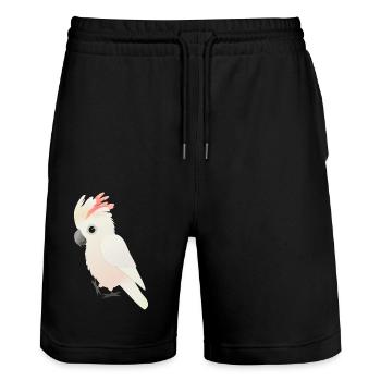 Moluccan cockatoo - Stanley/Stella Trainer Unisex Organic Jogging Shorts - black - Front - Nik (191cm) & Marisol (170cm)