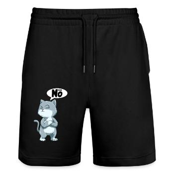 Nö Katze Kater für alle Katzenbesitzer - Stanley/Stella Unisex Bio Joggingshorts Trainer  - Schwarz - Vorne - Nik (191cm) & Marisol (170cm)