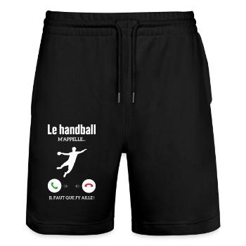 Sport Handballeurs Joueur De Handball M'appelle - Short de jogging bio TRAINER Stanley/Stella unisexe - noir - Devant - Nik (191cm) & Marisol (170cm)