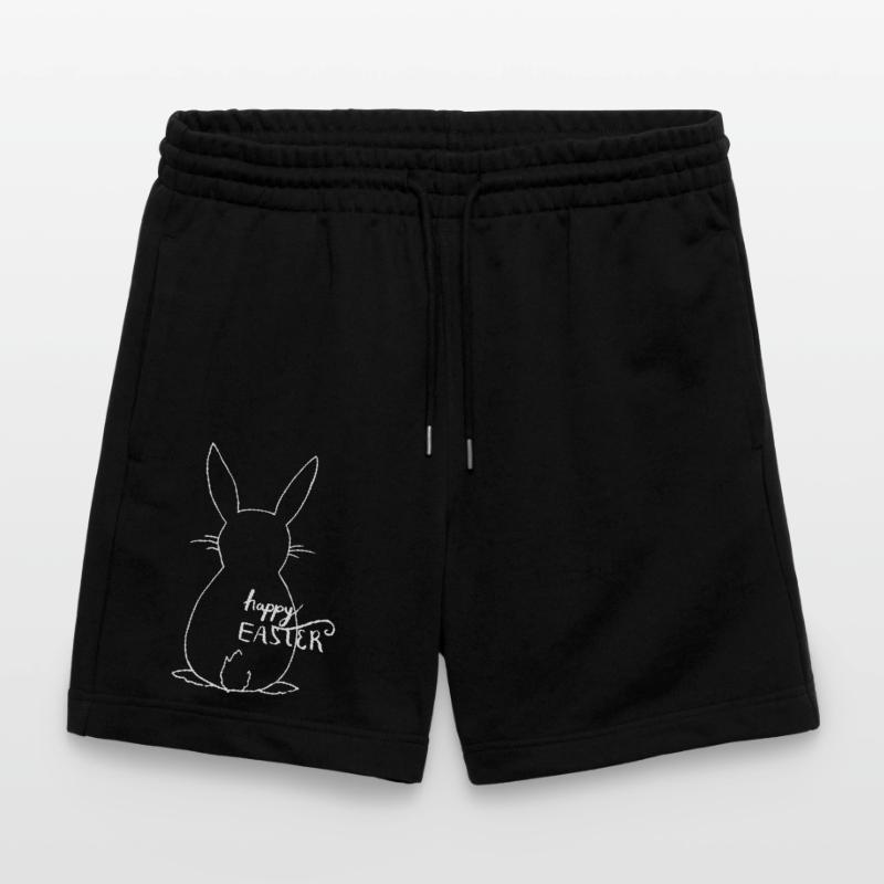 Cute rabbit in back view - Happy Easter / White Stanley/Stella Trainer Unisex Organic Jogging Shorts