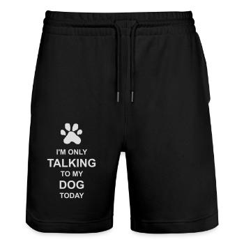 only talking to dog - Stanley/Stella Trainer Unisex Organic Jogging Shorts - black - Front - Nik (191cm) & Marisol (170cm)