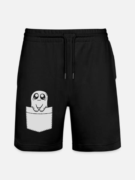 Comic Ghost Take Chest Pocket - Stanley/Stella Trainer Unisex Organic Jogging Shorts - black