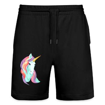 Licorne Licorne Fille Mythique Licornes Animaux - Short de jogging bio TRAINER Stanley/Stella unisexe - noir - Devant - Nik (191cm) & Marisol (170cm)