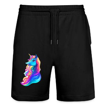 Licorne Fille Licorne Licorne Mythique Animal Licornes - Short de jogging bio TRAINER Stanley/Stella unisexe - noir - Devant - Nik (191cm) & Marisol (170cm)