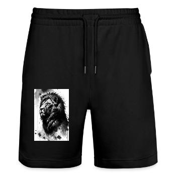Lion - Stanley/Stella Trainer Unisex Organic Jogging Shorts - black - Front - Nik (191cm) & Marisol (170cm)