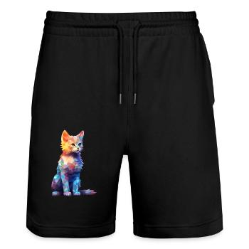 Sweet Cat Graphic Shirts - Stanley/Stella Unisex Bio Joggingshorts Trainer  - Schwarz - Vorne - Nik (191cm) & Marisol (170cm)