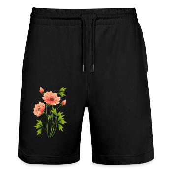 Fleur - Short de jogging bio TRAINER Stanley/Stella unisexe - noir - Devant - Nik (191cm) & Marisol (170cm)