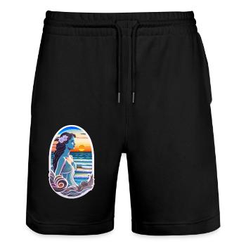 Surfen - Hawaii - Aloha - Stanley/Stella Unisex Bio Joggingshorts Trainer  - Schwarz - Vorne - Nik (191cm) & Marisol (170cm)