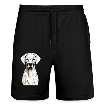 Dog - Stanley/Stella Trainer Unisex Organic Jogging Shorts - black - Front - Nik (191cm) & Marisol (170cm)