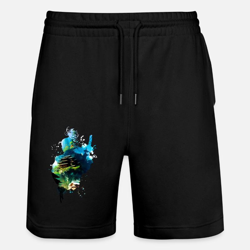 Samurai Anime Style - Stanley/Stella Trainer Unisex Organic Jogging Shorts - black