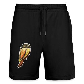 Owl - Nachteule - Süße Eule ~ Hi du alte Nachteule - Stanley/Stella Unisex Bio Joggingshorts Trainer  - Schwarz - Vorne - Nik (191cm) & Marisol (170cm)