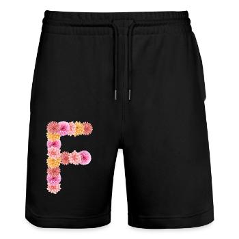 Buchstabe F aus Dalien - Stanley/Stella Unisex Bio Joggingshorts Trainer  - Schwarz - Vorne - Nik (191cm) & Marisol (170cm)