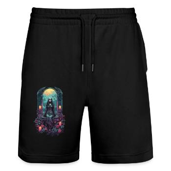 Occult Gothic Witch Magical Gloomy Halloween - Stanley/Stella Trainer Unisex Organic Jogging Shorts - black - Front - Nik (191cm) & Marisol (170cm)