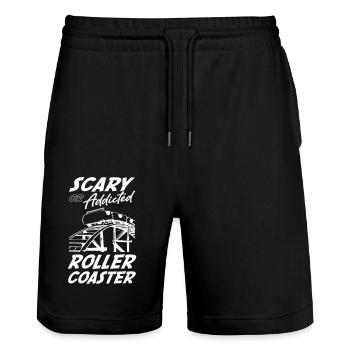 Scary or Addicted Roller Coaster - Stanley/Stella Trainer Unisex Organic Jogging Shorts - black - Front - Nik (191cm) & Marisol (170cm)