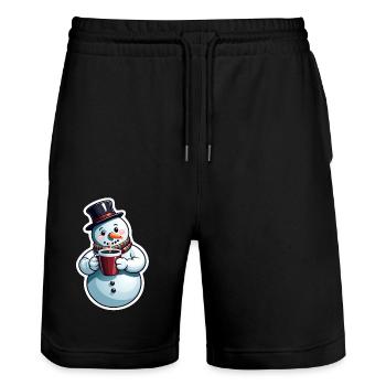 bonhomme de neige - Short de jogging bio TRAINER Stanley/Stella unisexe - noir - Devant - Nik (191cm) & Marisol (170cm)
