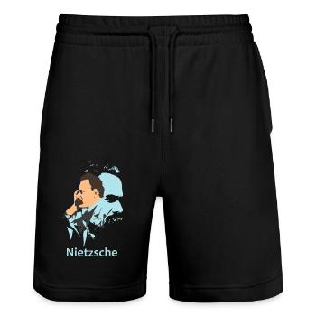 Nietzsche - Short de jogging bio TRAINER Stanley/Stella unisexe - noir - Devant - Nik (191cm) & Marisol (170cm)