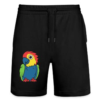 Humor kleiner Papagei - Stanley/Stella Unisex Bio Joggingshorts Trainer  - Schwarz - Vorne - Nik (191cm) & Marisol (170cm)