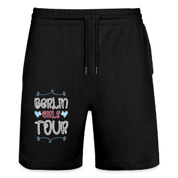Coeur de la tournée des filles de Berlin - Short de jogging bio TRAINER Stanley/Stella unisexe - noir - Devant - Nik (191cm) & Marisol (170cm)