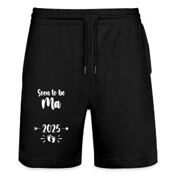 Ma Bientôt Maman 2025 Mère Enfants Enceintes Mère - Short de jogging bio TRAINER Stanley/Stella unisexe - noir - Devant - Nik (191cm) & Marisol (170cm)