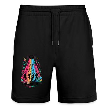 Music celebration Lifestrahl – Dynamic Dance Art - Stanley/Stella Trainer Unisex Organic Jogging Shorts - black - Front - Nik (191cm) & Marisol (170cm)