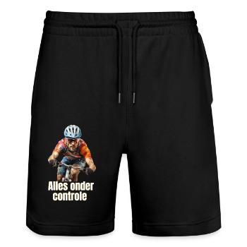 Everything under control. Fan of cycling! - Stanley/Stella Trainer Unisex Organic Jogging Shorts - black - Front - Nik (191cm) & Marisol (170cm)