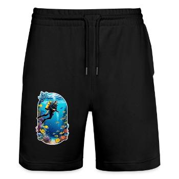 plongée sous marine - Short de jogging bio TRAINER Stanley/Stella unisexe - noir - Devant - Nik (191cm) & Marisol (170cm)