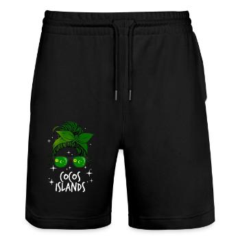 Îles Cocos - Short de jogging bio TRAINER Stanley/Stella unisexe - noir - Devant - Nik (191cm) & Marisol (170cm)