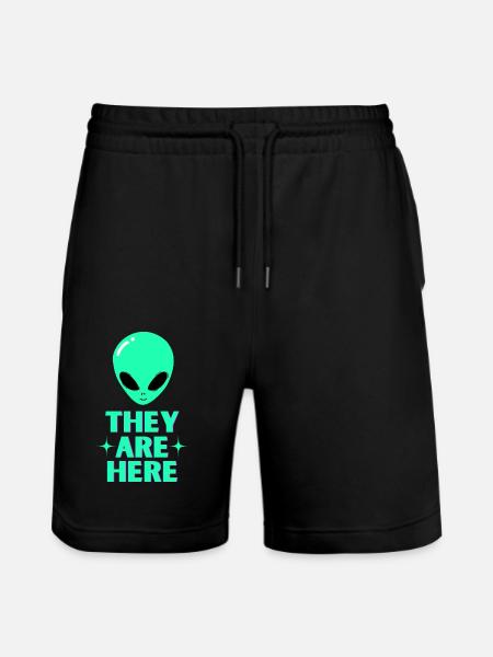 Alien Head They Are Here - Stanley/Stella Trainer Unisex Organic Jogging Shorts - black