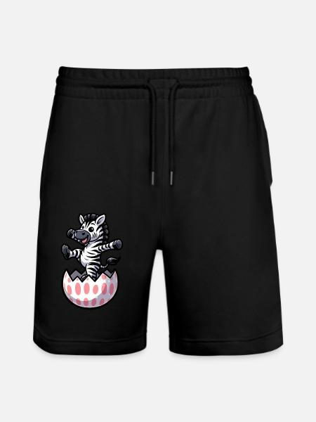 Easter Zebra Comic Easter Egg - Stanley/Stella Trainer Unisex Organic Jogging Shorts - black