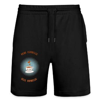 Espresso, Coffee, Coffee, Latte, Gift Idea, Fun - Stanley/Stella Trainer Unisex Organic Jogging Shorts - black - Front - Nik (191cm) & Marisol (170cm)