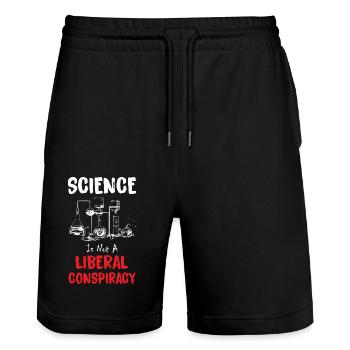 La science n’est pas une conspiration libérale - Short de jogging bio TRAINER Stanley/Stella unisexe - noir - Devant - Nik (191cm) & Marisol (170cm)