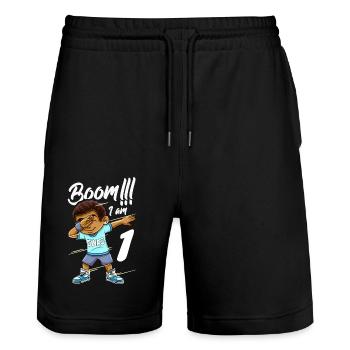 Boom Im 1 Year Old Black Boy Dabbing - Stanley/Stella Trainer Unisex Organic Jogging Shorts - black - Front - Nik (191cm) & Marisol (170cm)