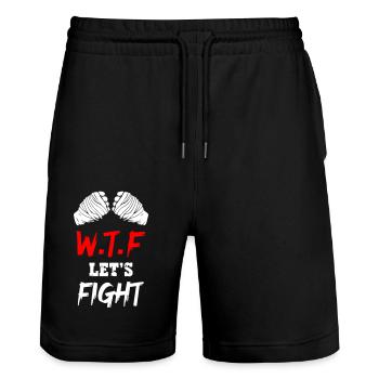 What The Fuck Lets Fight - Stanley/Stella Trainer Unisex Organic Jogging Shorts - black - Front - Nik (191cm) & Marisol (170cm)