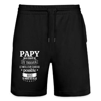 T-Shirt für Opa - Das beste Geschenk - Stanley/Stella Unisex Bio Joggingshorts Trainer  - Schwarz - Vorne - Nik (191cm) & Marisol (170cm)