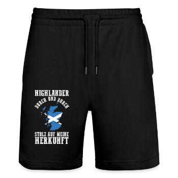 Scots Scottish Scotland - Stanley/Stella Trainer Unisex Organic Jogging Shorts - black - Front - Nik (191cm) & Marisol (170cm)