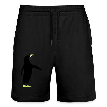 pinguin - Stanley/Stella Unisex Bio Joggingshorts Trainer  - Schwarz - Vorne - Nik (191cm) & Marisol (170cm)