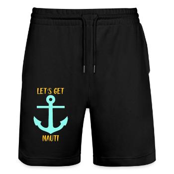 LET'S GET NAUTI - LET'S GO ON A BOAT - Stanley/Stella Unisex Bio Joggingshorts Trainer  - Schwarz - Vorne - Nik (191cm) & Marisol (170cm)