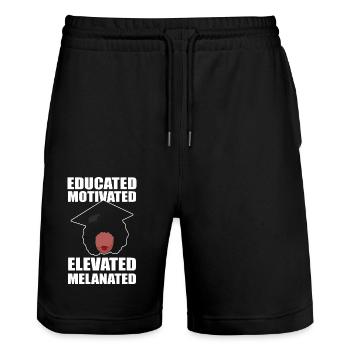Master's Degree Graduation Ceremony - Stanley/Stella Trainer Unisex Organic Jogging Shorts - black - Front - Nik (191cm) & Marisol (170cm)
