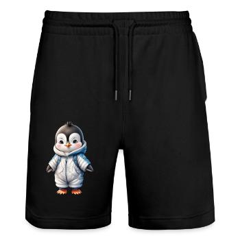 Hiver Mignon Pingouin Retour à l’école - Short de jogging bio TRAINER Stanley/Stella unisexe - noir - Devant - Nik (191cm) & Marisol (170cm)