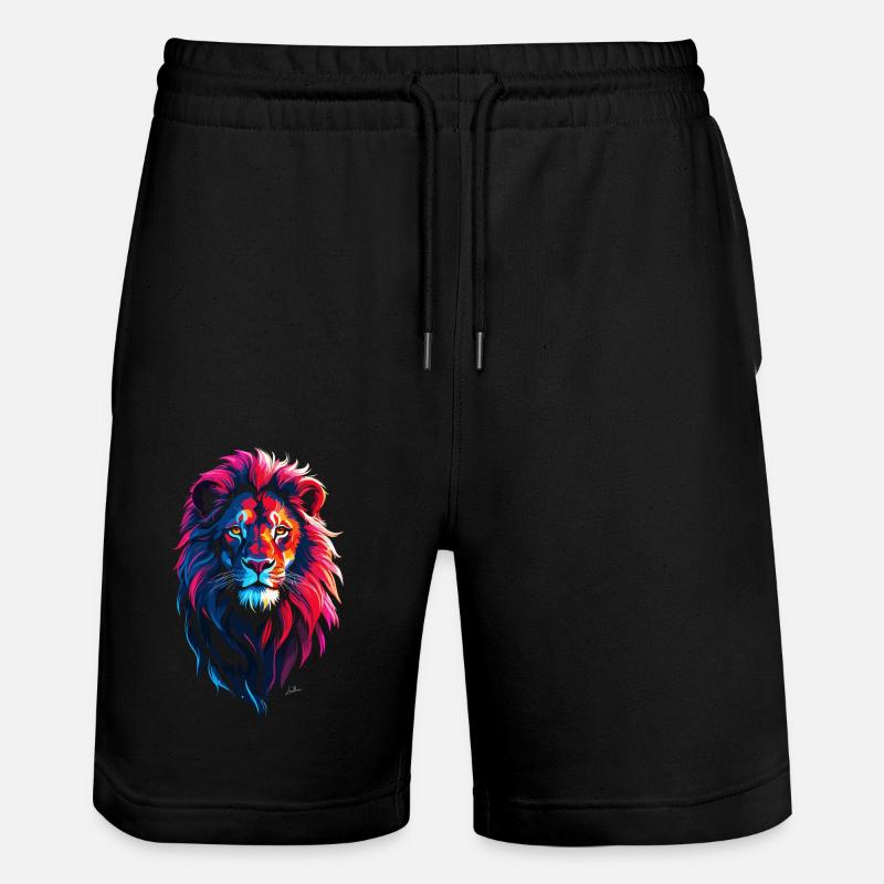 Red and blue lion - Stanley/Stella Trainer Unisex Organic Jogging Shorts - black