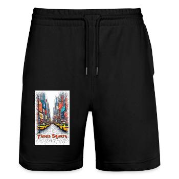 Times Square - Stanley/Stella Unisex Bio Joggingshorts Trainer  - Schwarz - Vorne - Nik (191cm) & Marisol (170cm)