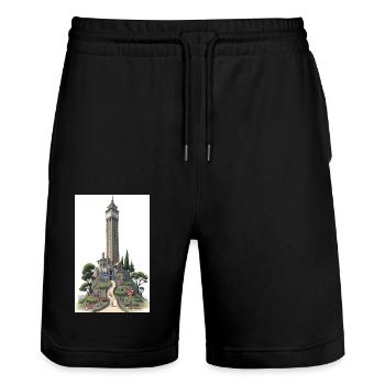 San Francisco Coit Tower - Stanley/Stella Unisex Bio Joggingshorts Trainer  - Schwarz - Vorne - Nik (191cm) & Marisol (170cm)
