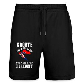 Kroate Kroatisch Kroatien - Stanley/Stella Unisex Bio Joggingshorts Trainer  - Schwarz - Vorne - Nik (191cm) & Marisol (170cm)