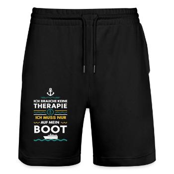 Ich Muss Nur Auf Mein Boot für einen - Stanley/Stella Unisex Bio Joggingshorts Trainer  - Schwarz - Vorne - Nik (191cm) & Marisol (170cm)