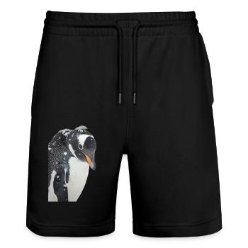 Penguin - Stanley/Stella Trainer Unisex Organic Jogging Shorts - black - Front - Nik (191cm) & Marisol (170cm)