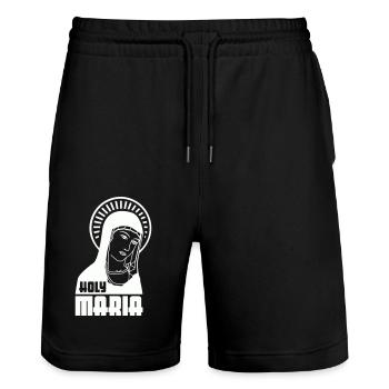 Holy Mary - Stanley/Stella Trainer Unisex Organic Jogging Shorts - black - Front - Nik (191cm) & Marisol (170cm)
